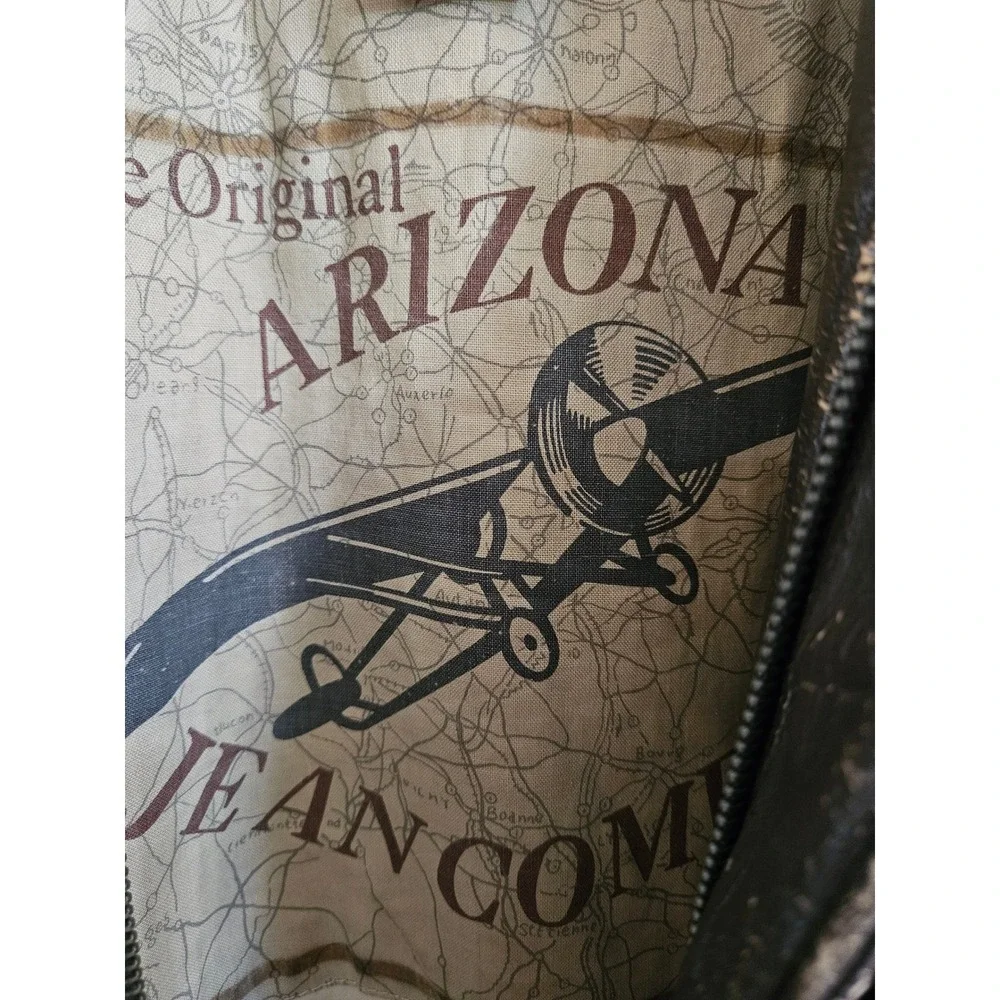 VTG Distressed Arizona Military XL Leather Bomber Flight Jacket Brown Sherpa